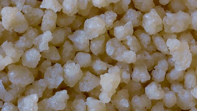 Macro Close-up of Couscous, Small Steamed Balls, Traditional North African Dish, Food Background, Pan Shot