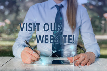 Conceptual hand writing showing Visit Our Website. Concept meaning visitor who arrives at web site...