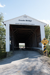 People walking through a covered bridge, Parke County, Indiana