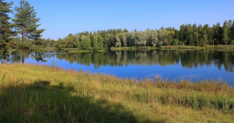 panoramic view of the lake in Sunny weather