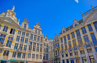 Fototapeta premium Buildings and architecture in the Grand Place, or Grote Markt, the central square of Brussels, Belgium.