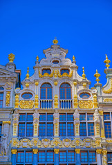 Obraz premium Buildings and architecture in the Grand Place, or Grote Markt, the central square of Brussels, Belgium.
