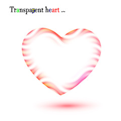 Original Transparent red wavy heart for Valentines Day. Blur, striped frame form a symbol of love. Design bokeh Vector illustration.