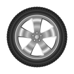 Obraz premium Car wheel with tire realistic isolated