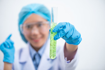 Biofuel research process in laboratory, Microalgae Photobioreactor for alternative energy...