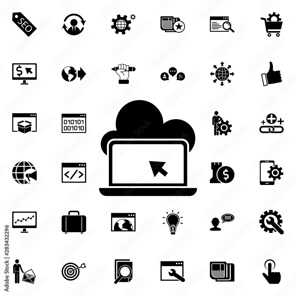 Poster Cloud computing icon. Universal set of seo and development for website design and development, app development