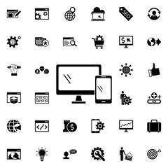 Responsive web design icon. Universal set of seo and development for website design and development, app development