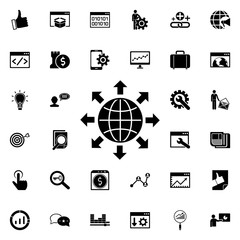 Global solutions icon. Universal set of seo and development for website design and development, app development