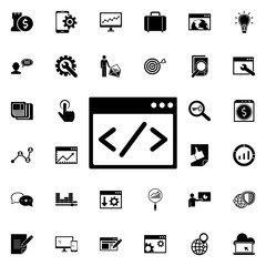 Custom coding icon. Universal set of seo and development for website design and development, app development