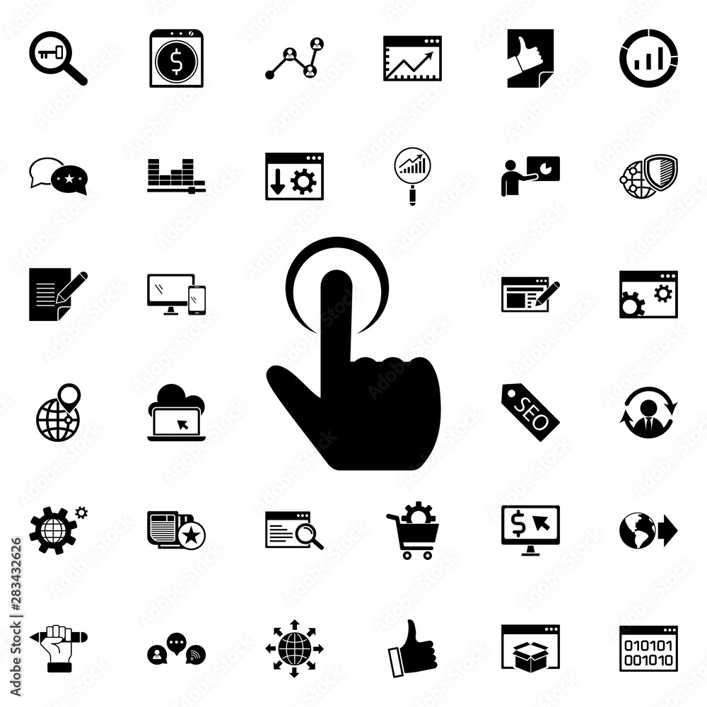 Poster touch screen technology icon. universal set of seo and development for website design and developmen