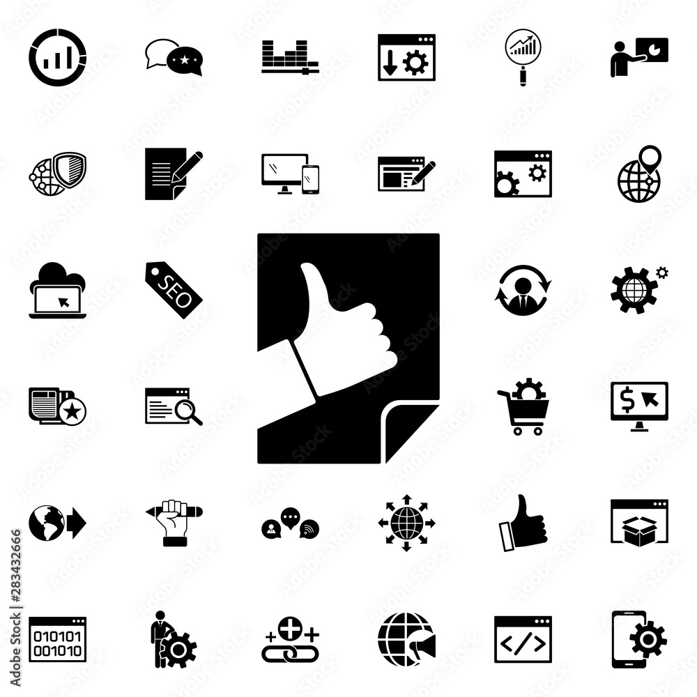 Poster page quality icon. universal set of seo and development for website design and development, app deve
