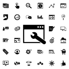 Website services icon. Universal set of seo and development for website design and development, app development