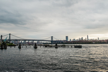 View on Manhattan downtown and Williamsburg bridge from Williamsburg, Brooklyn