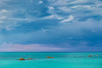 Fototapeta na wymiar Ocean and sky on coastline of Kaikoura, South Island, New Zealand