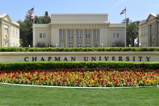 ORANGE, CALIFORNIA - AUGUST 27, 2018: Chapman University is the largest private university in Orange County. It comprises ten schools and colleges