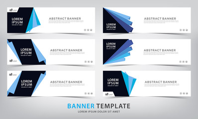 set of six abstract blue web banner templates, vector illustration