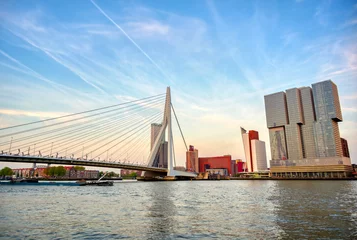 Wandcirkels Erasmusbrug Een weergave van de Erasmusbrug (Erasmusbrug) die de noordelijke en zuidelijke delen van Rotterdam, Nederland, met elkaar verbindt.  © Jbyard