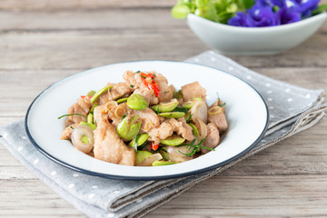 Stir Fried Pork with Shrimp Paste and bitter beans