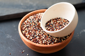Set of quinoa Red, white and brown quinoa.