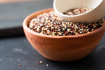 Set of quinoa Red, white and brown quinoa.