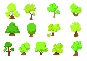tree set collection isolated on white background illustration vector