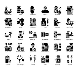 Pharmacy Elements , Glyph Icons