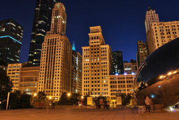 the millennium park chicago at night