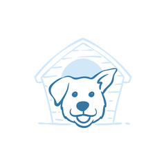 Dog portrait face with house logo