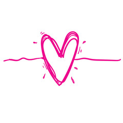 Tangled hand drawn love heart with doodle style thin line, divider shape vector