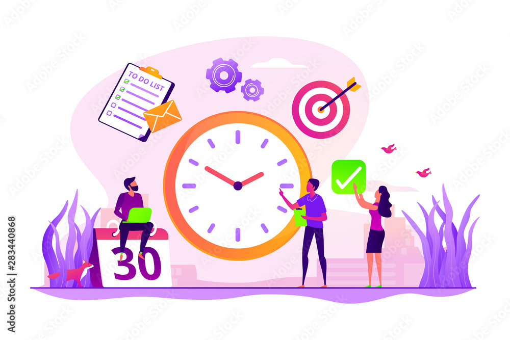 Poster work schedule, timetable managing. workflow organization. effective work scheduling. time management
