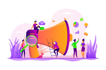 Partners cooperation. Colleagues coworking. Digital marketing team, success metrics, marketing team lead, team responsibilities concept. Vector isolated concept creative illustration