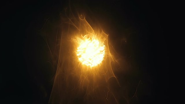 Shining particle of energy with variable field