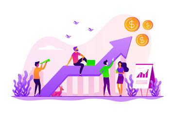 Business strategy, financial analytics. Profit increasing. Sales growth, sales manager, accounting, sales promotion and operations concept. Vector isolated concept creative illustration