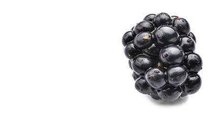 Ripe blackberry on white background