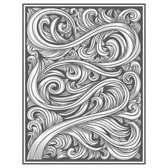 illustration of floral drawing. carved wood concept vector
