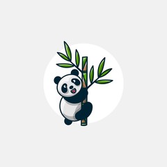 panda climbs a bamboo Mascot Character Illustration Vector Template © Ivan_Artnivora