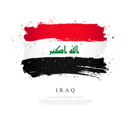 Flag of Iraq. Brush strokes are drawn by hand.