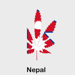 Flag in the form of a cannabis leaf. The concept of legalization of marijuana, cannabis in Nepal