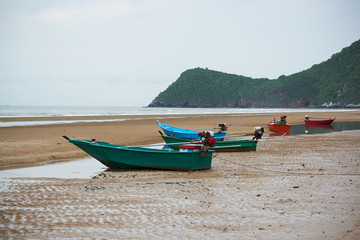Row of fisherman boats on the beach