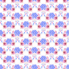 Watercolor succulents seamless pattern. Seamless texture hand painted boho vintage gardening background.