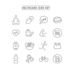 HEALTHCARE AND FITNESS ICON SET