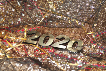 Happy New Year 2020. Symbol from number 2020 on abstract background