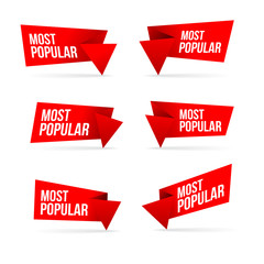 Set of Red Banner Vector, Most Popular, vector concept, illustration, EPS 10 © SS30