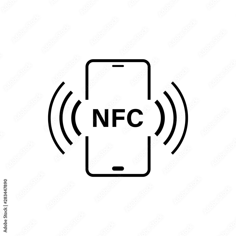 Wall mural nfc smartphone connection icon isolated on white background.