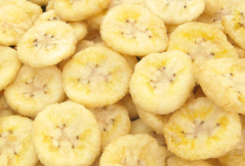 Dried banana chips texture