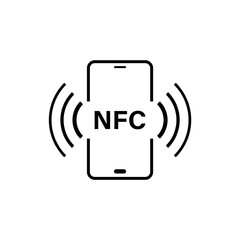 NFC smartphone connection icon isolated on white background.