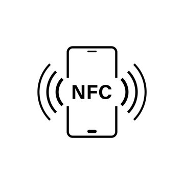 NFC smartphone connection icon isolated on white background.