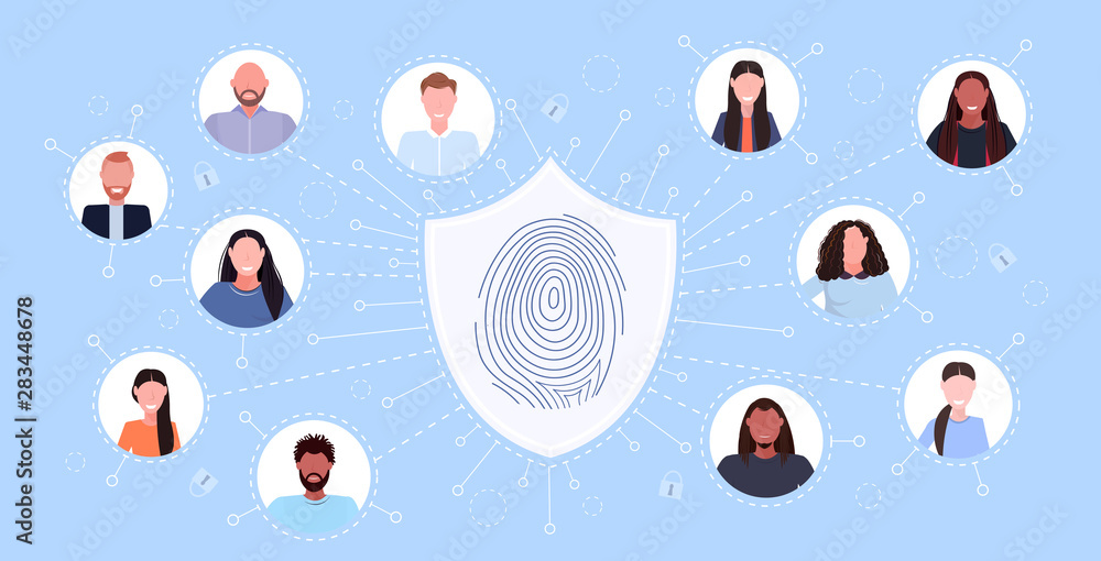 Poster social profiles network biometric fingerprint security data protection access computer technology us