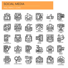 Social Media , Thin Line and Pixel Perfect Icons