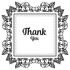 Abstract decoration of flower frame, texture of card thank you. Vector